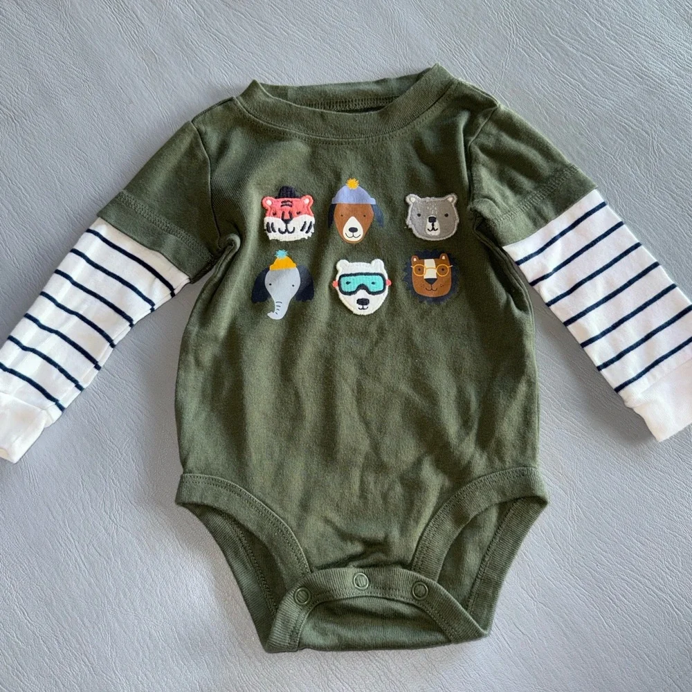 Carter's‎ Green Bodysuit with Animal Faces